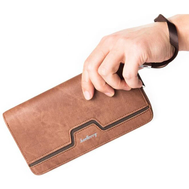 Baellerry Casual Leather Long Wallet Men Walet Male Clutch Zipper Wallets Men Phone Purse Money Bag Coin Pocket Card Holder