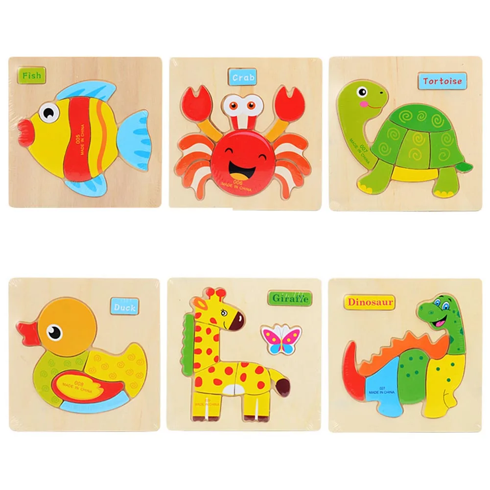 

Wooden 3D Puzzle Toys Cartoon Animal Puzzles Intelligence Kids Children Educational Toy