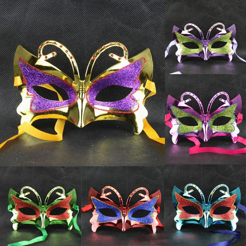 200pcs/lot Children Halloween Party Mask With Gold Powder Fox Half Face