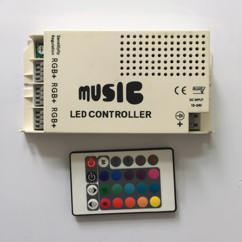 

New 24 Key Wireless RGB LED Strips Music Sound Controller Dimmer 12/24V