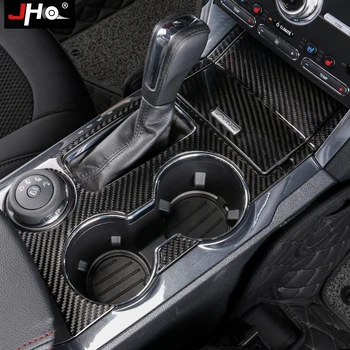 

JHO Carbon Gear Shift Water Cup Holder Panel Overlay Cover Trim Car Accessories For 2016-2019 Ford Explorer 2018 2017 XLT Sport
