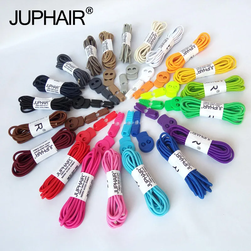 

New 1 Pair Round Fashion No Tie Shoelaces Locking Shoes Laces Elastic Shoelaces for Shoestrings Jogging Triathlon Sports Fitness