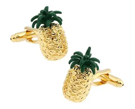 

Sunnylink Men's Cuff Links New Pineapple Fruit Gold Green Cufflinks for shirt L1043