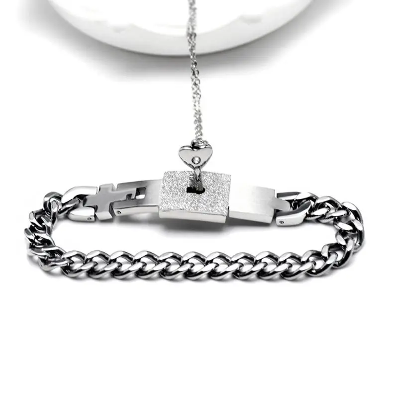 Титановая головоломка Пара Ключ-сердце, замок пара браслет ожерелье Любовник Ювелирные Изделия
