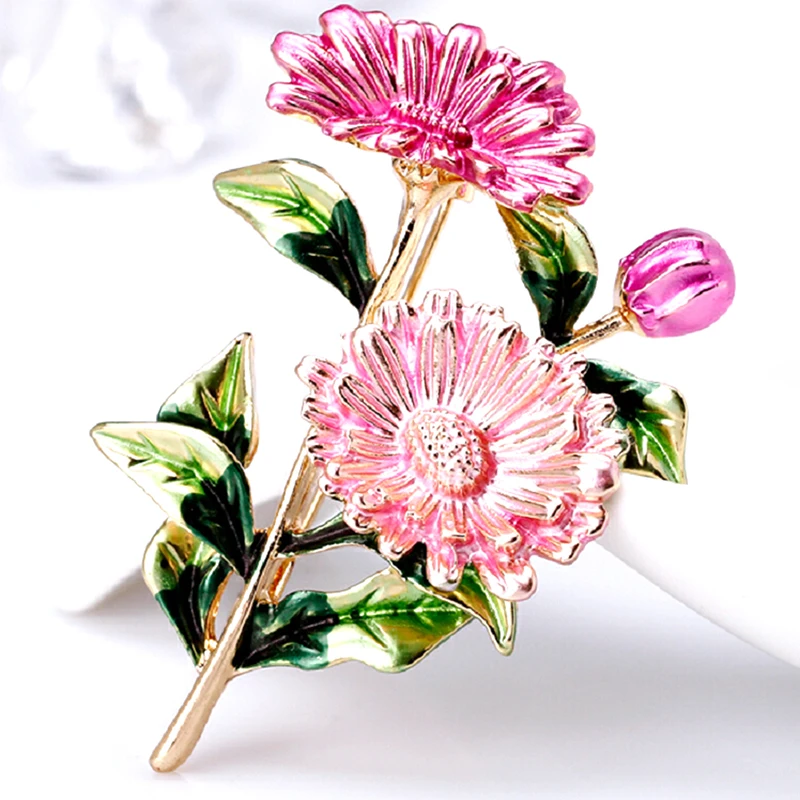 

Chrysanthemum Shape Enamel Brooch For Women Girls Beautiful Pins And Brooches Banquet Party Pins Jewelry 3 Colors