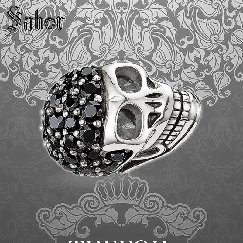 

mens DIY Beads Skull Black CZ Fashion Silver Jewelry Punk Gift Women Men Boy Girl Fit Bracelets Necklace 2019 New thomas