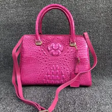 Экзотическая крокодиловая кожа, застежка-молния, женский ярко-розовый кошелек, сумка на плечо, кожа аллигатора, OL, Женские рабочие сумки, женская сумочка