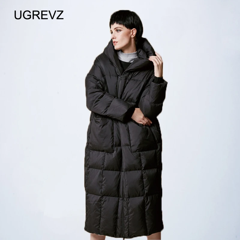 

Women Loose Long coat Down Winter Warm Jacket Female Plus Size Overcoat Winter Jacket Women 2019 New Stitching Hooded Parka
