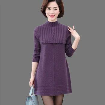 

2020 30-40-50 year old mother, autumn and winter sweater dress, Korean version of mid aged female knitted Jersey jacket