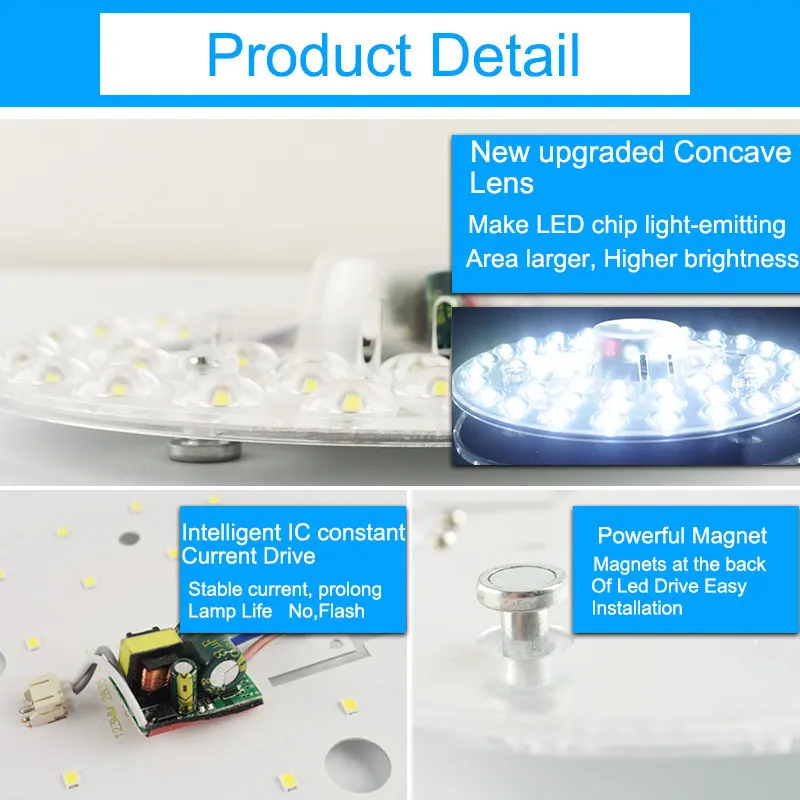 LED Panel Board Lamp 220V 12W 18W 24W Ceiling Light Lamp Long Life Replace Downlight Accessory Magnetic Source Light LED Bulb