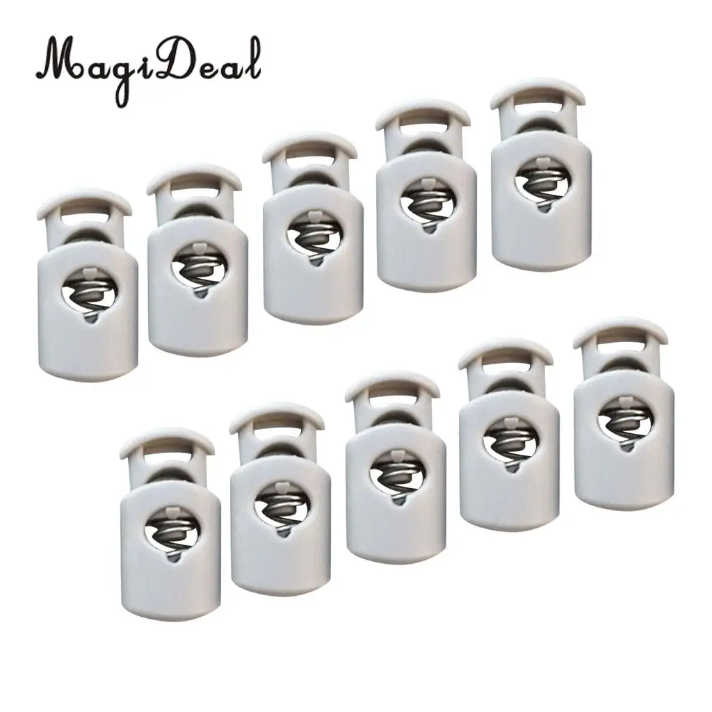 MagiDeal Pack 10 Single Hole Elastic Shock Cord Bungee Rope Barrel Stopper Lock End Toggle Buckles with Metal Spring