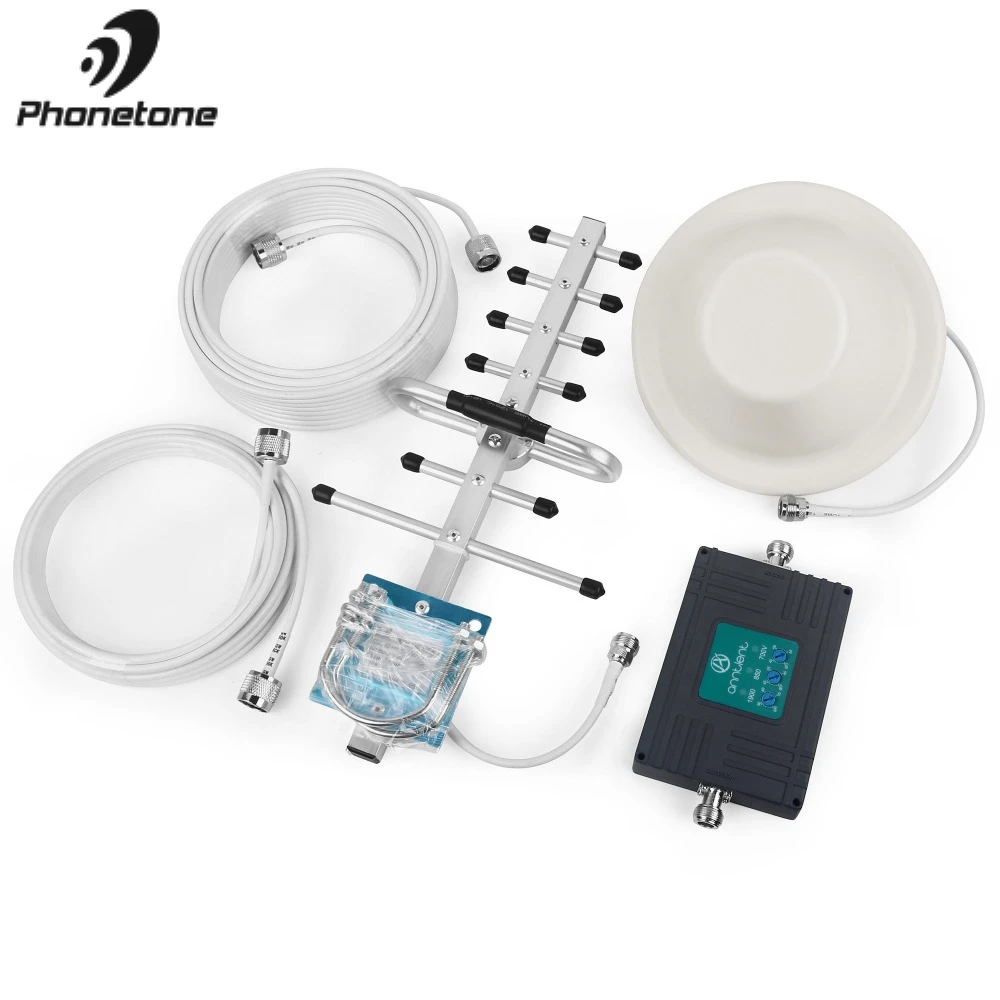 

Tri Band 4G LTE Verizon cellular signal booster 700MHz 2G GSM 850/1900MHz Phone amplifier 70dB Voice Data Wireless Repeater Set