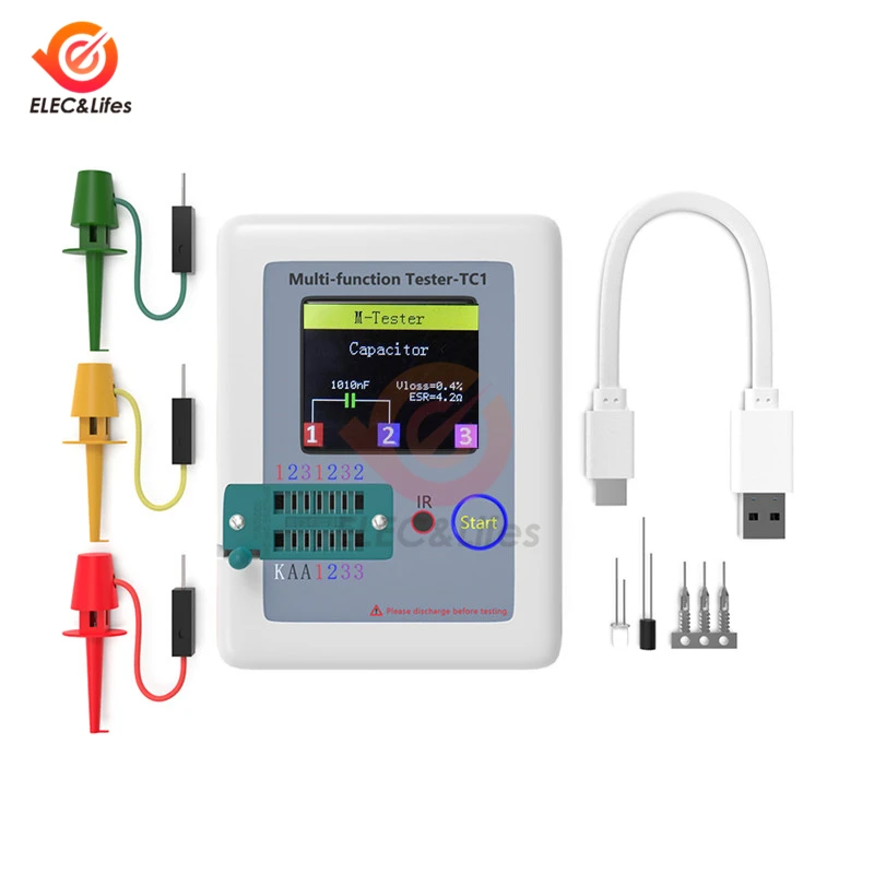

LCR-TC1 3.5 inch 160*128 TFT Color Display Graphic PNP NPN Transistor Tester Multimeter for Diode Triode Capacitor Resistor test