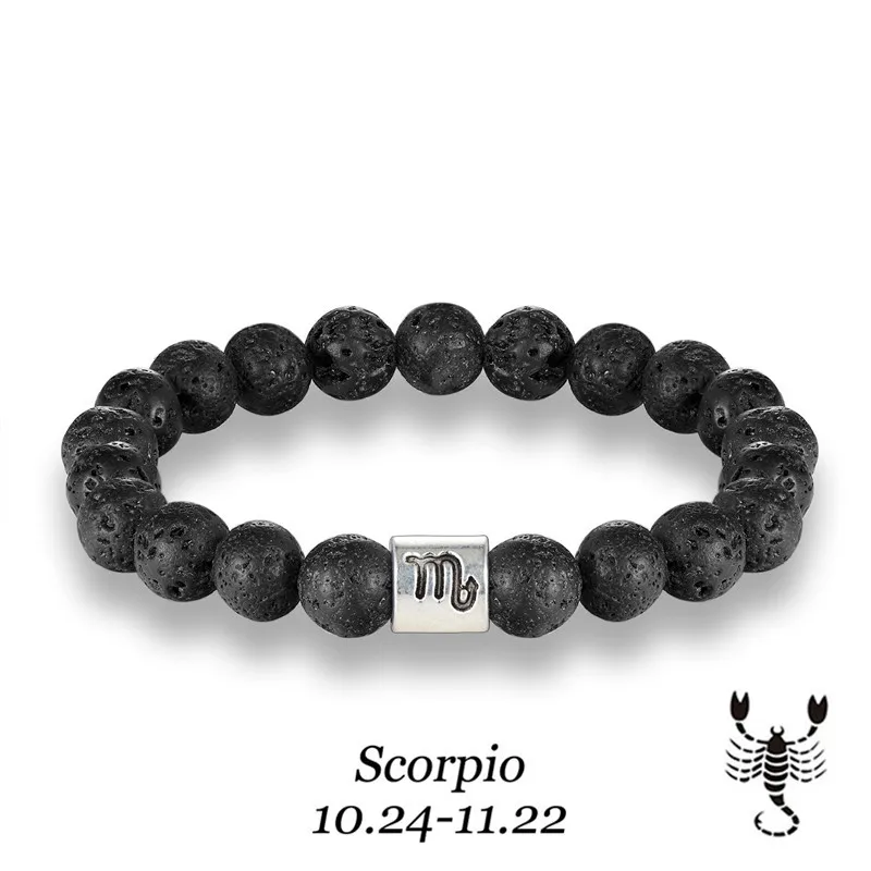 Bracelet Jewelry Stone bracelet beads lava natural homme fashion bangles Bracelet Men 12 Constellation Accessorie Jewelry male Lover Gifts