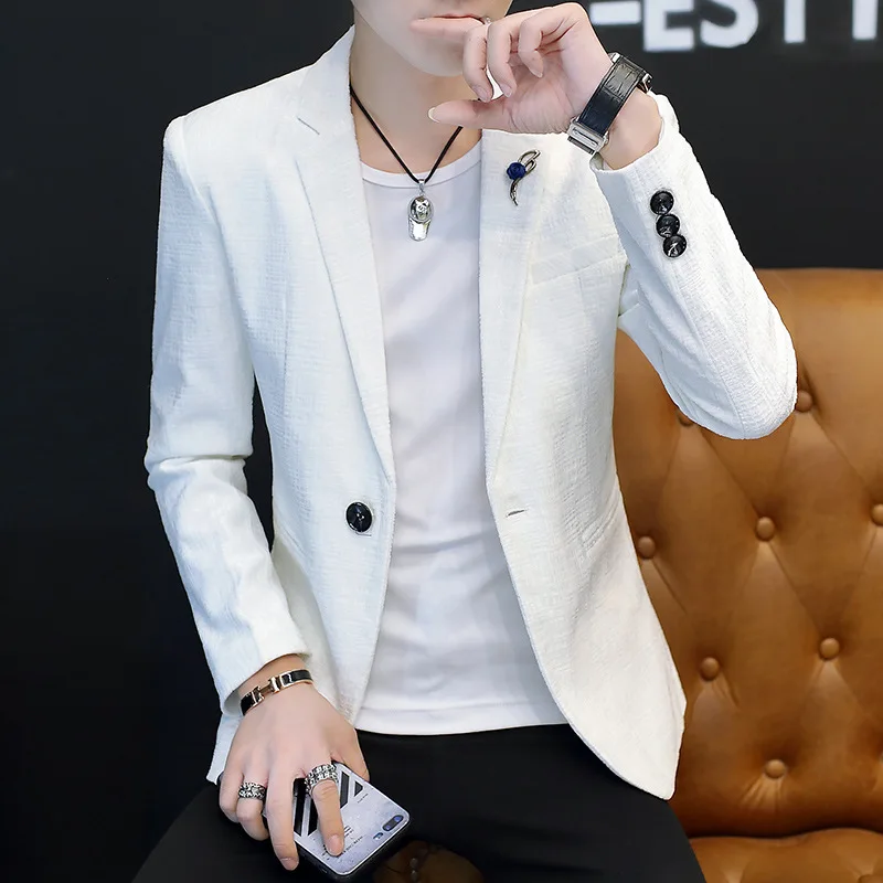 

HOO2019 solid color small suit male spring regular casual fashion wild suit