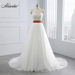 Новинка 2019 года пляжные свадебные платья Vestido de noiva нежный бусины жемчуг Топ Тюль Boho Свадебное платье халат de soiree longue 2018