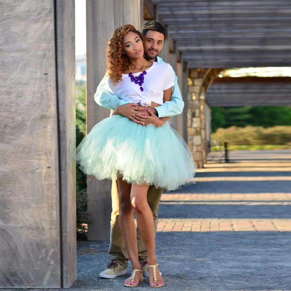 

Fashion Mint Green Mini Tulle Skirts Women 2019 Puffy Short Bridal Tulle Skirt Elastic Female Adult Tutu Skirt Custom Made