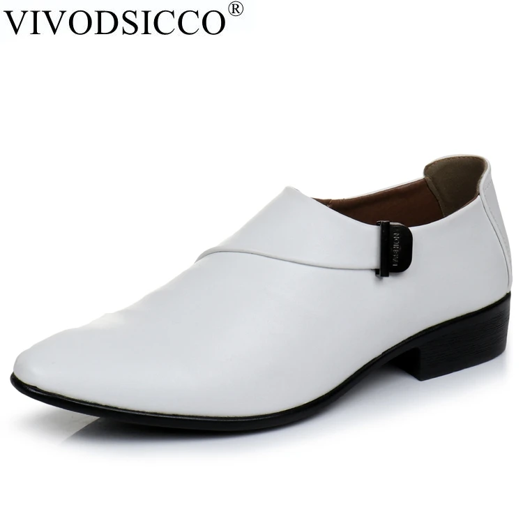 

VIVODSICCO New Business White Men Dress Shoes Fashion Style Man Leather Shoes Social Sapato Male Oxfords Flats Wedding Shoe