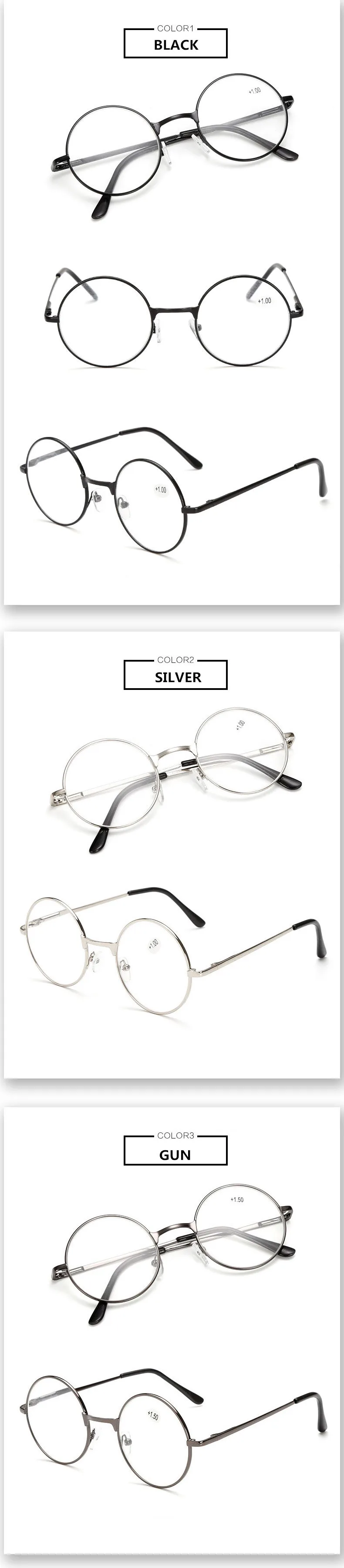 Imwete, круглые очки для чтения для мужчин и женщин, металлическая оправа, очки для дальнозоркости, очки по рецепту, 1,0, 1,5, 2,0, 2,5, 3,0