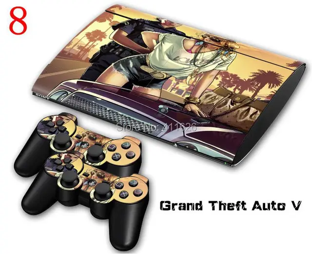 Cheap New Arrival Blue Skull Vinyl Decal Skin Sticker for PlayStation 3 PS3 Slim Console with 2 Pcs For PS3 Controllers Covers