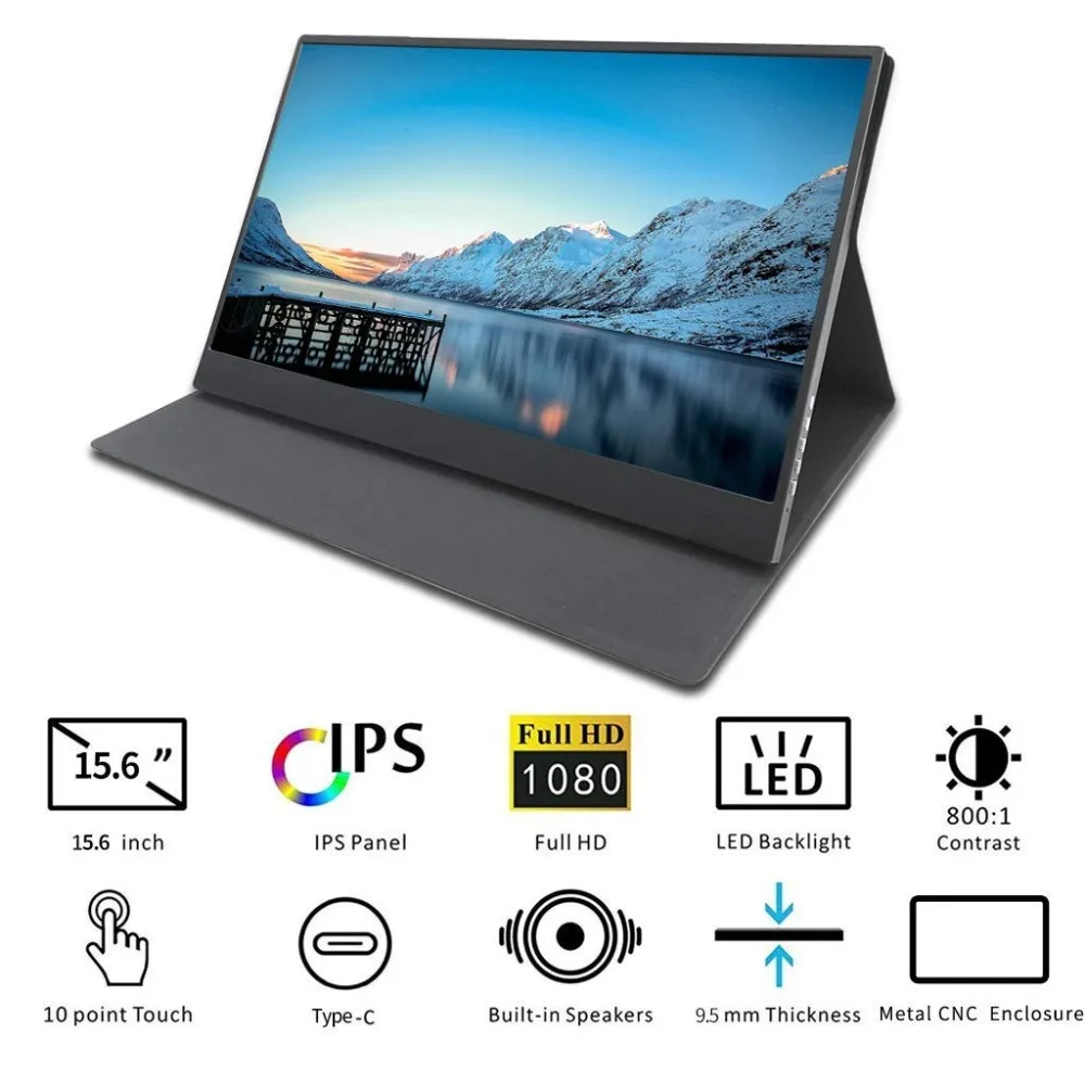 15,6 дюймов 1920x1080 сенсорный экран ips портативный монитор с 2 тип-c USB-C Mini HDMI для Raspberry Pi PS3/PS4/Xbox 360 ноутбук ПК