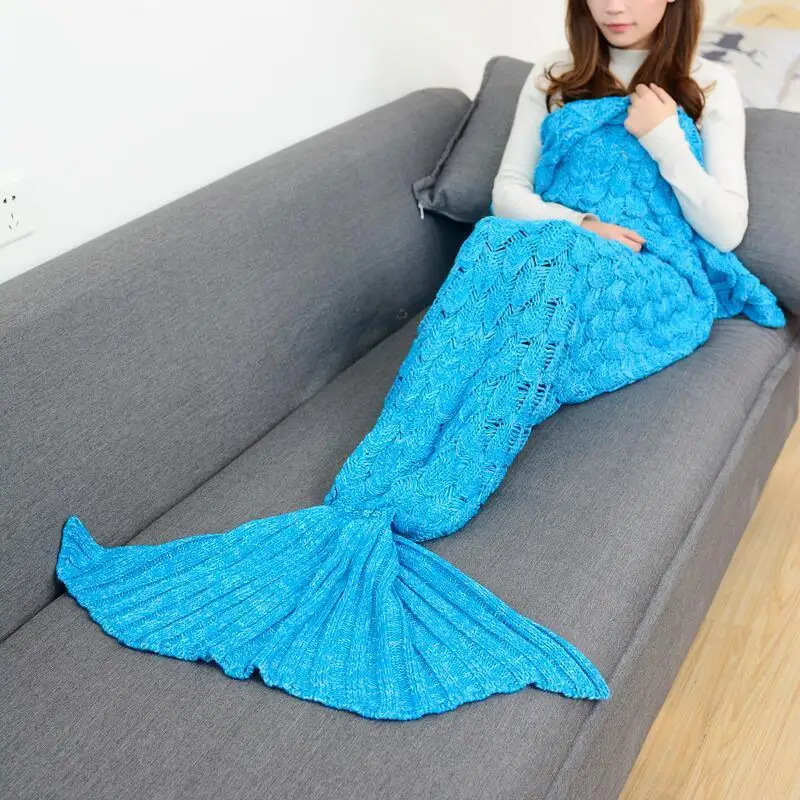 

CAMMITEVER 140x70CM Mermaid Blanket 180x90CM Adult Mermaid Tail Blanket For Sofa Sleeping Soft Thicken Blanket Throws