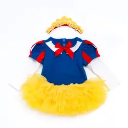 Костюм принцессы Белоснежки для маленьких девочек, комбинезон, платье + повязка на голову, Детский костюм, праздничная одежда для малышей