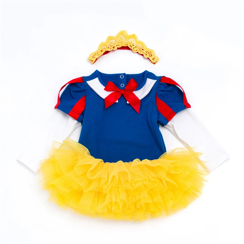 

Snow White Princess Baby Girl Costume Romper Dress + Headbands Infant Kids Suit Toddler Party Clothes Clothing