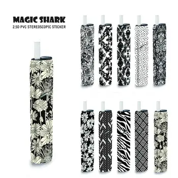

Magic Shark Stereo Flower Cell Film Sticker For Electronic Cigarette IQOS 3 IQOS3 Multi Printing Label Sticker Skin Black White