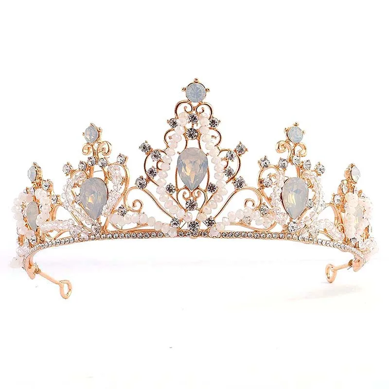 

Beauty Fashion Crystal Bead Rhinestone Bridal Crown and Tiaras Luxury Wedding Bride Coronal Headpiece Accessory for Women BH