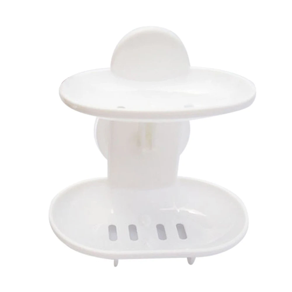 

Double Soap Dish Strong Suction Soap Holder Cup Tray for Shower Bathroom (White) Drop shipping