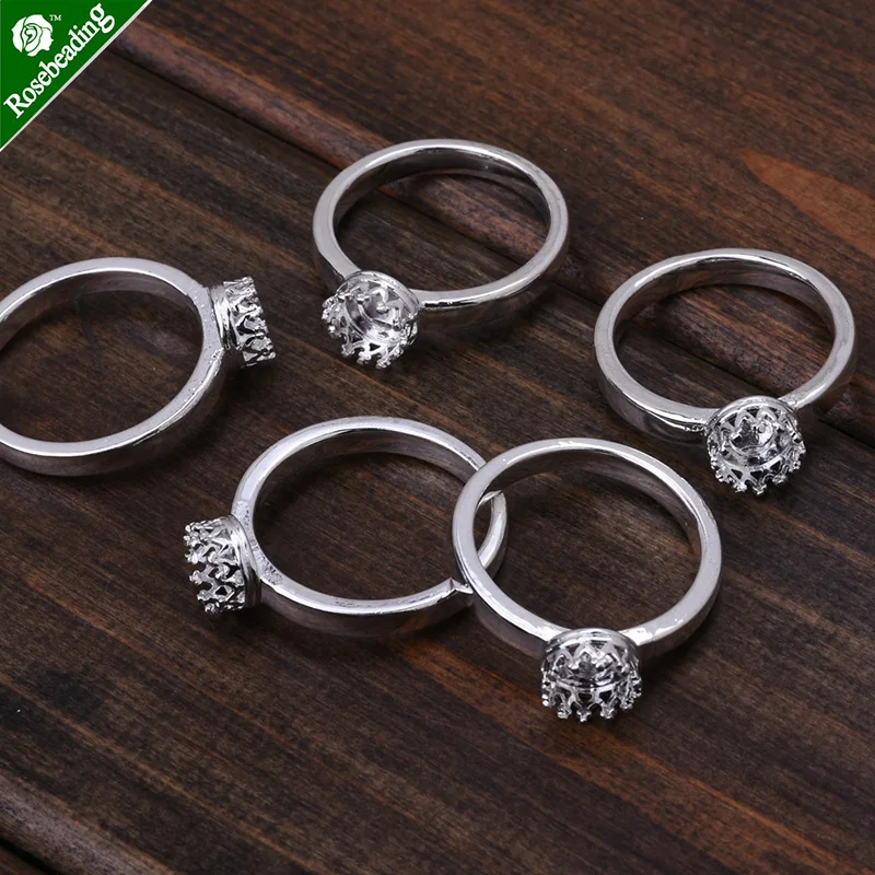 

5pcs 6mm brass Crown Cup Ring Blank Bases,Ring Bezel Cup