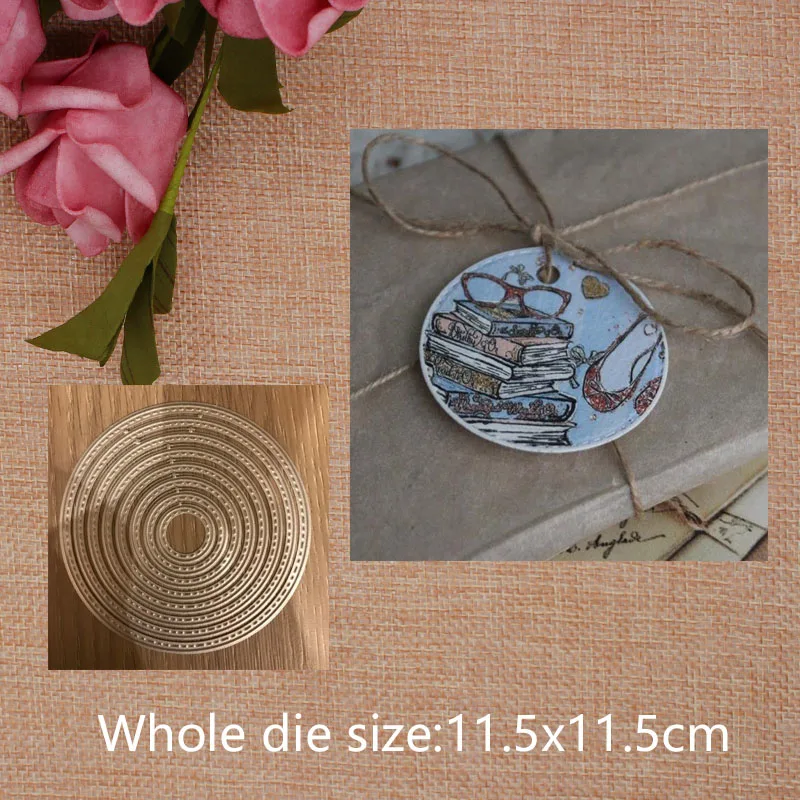 

8pcs Circle Metal Cutting Dies Stencil For DIY Scrapbooking Photo Album Decorative Embossing Template Crafts Decor 11.5*11.5cm