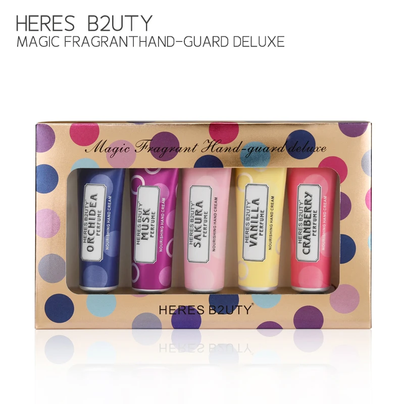 

HERES B2UTY 5Pcs/set Hand Cream Set Moisturizing Lotion Handcream Whitening Nourishing Hand Lotion Care Set Christmas Gift