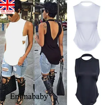 

Women Plain High Neck Backless Bralet Bra Bustier Cami T-Shirt Tank Tops Crop