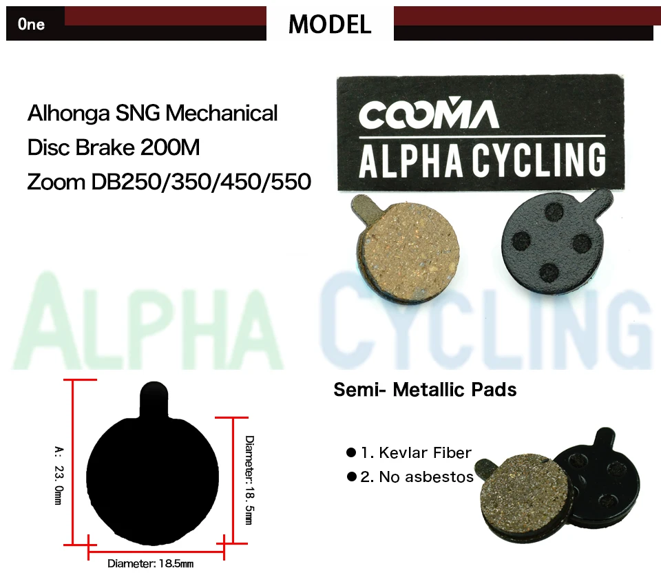 Дисковые велосипедные тормозные колодки для Alhonga SNG механический дисковый тормоз 200 м зум DB250/350/450/550 дисковый тормоз, смола, черный, 50 Pr, BP015
