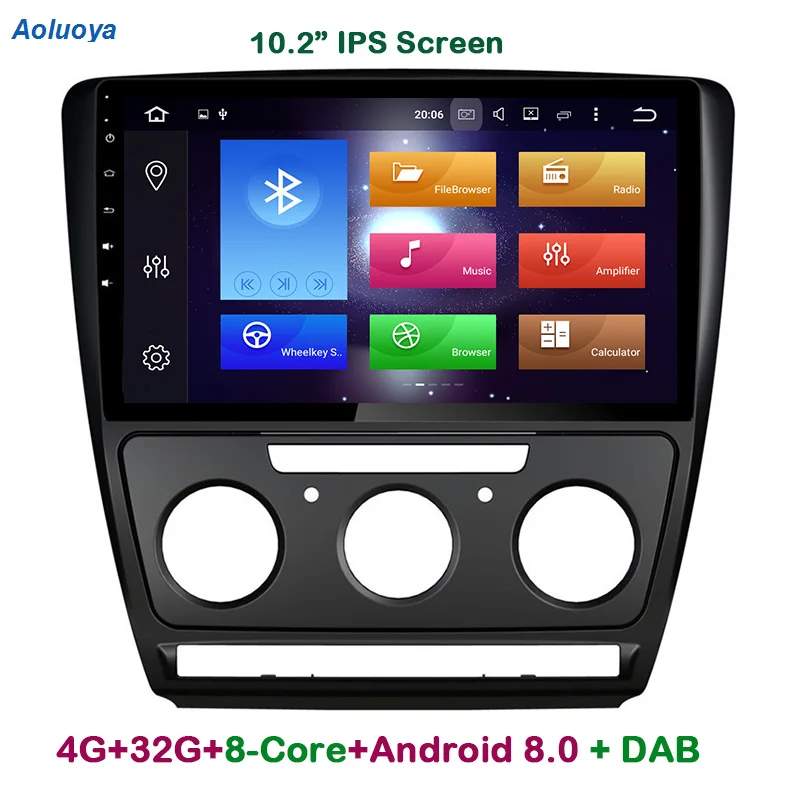 

Aoluoya IPS 4GB RAM 32GB ROM Octa-Core Android 8.0 CAR DVD GPS Navigation Player For Skoda Octavia 2007-2010 2011 2012 2013 2014