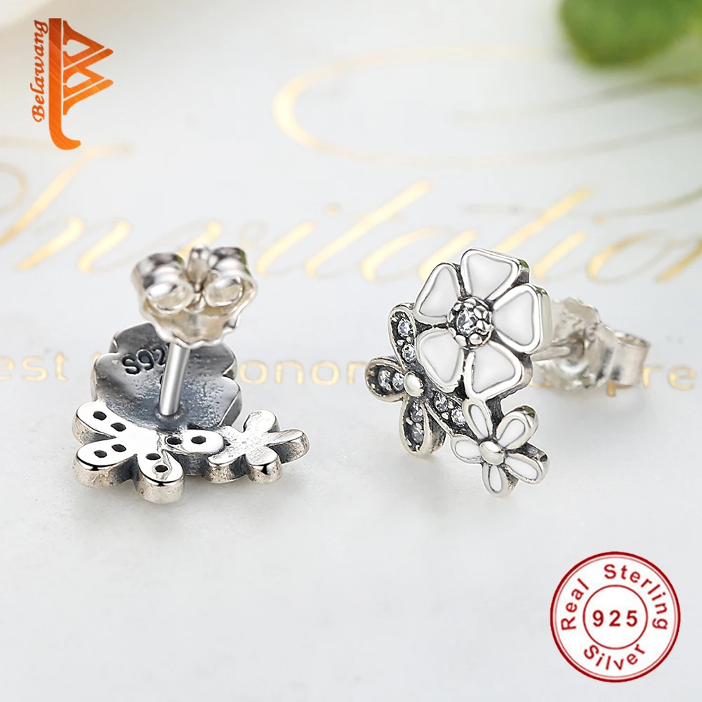 Женские серьги гвоздики из серебра 925 пробы с фианитом|flower stud earrings|stud earringsearrings white