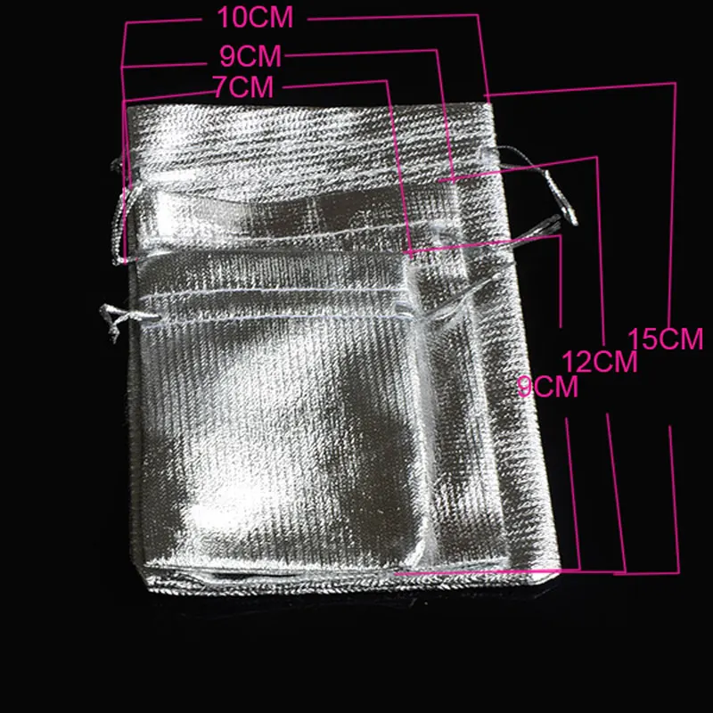 25pcs/lot Jewelry Packing Silver Gold Foil Cloth Drawstring Velvet Bag 7x9cm 9x12cm 10x15cm Wedding Gift Bags & Pouches jewelry packaging & displays