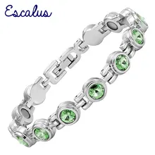 Романтическая цепочка, 13 шт., зеленые кристаллы, серебряный цвет, магнитный женский браслет, исцеляющий подарок, био браслет, браслет, Шарм