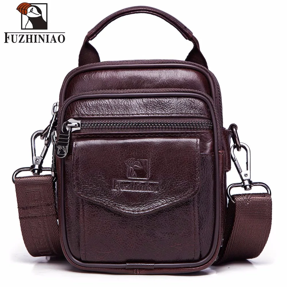 FUZHINIAO Small Genuine Cowhide Leather Men's Shoulder Bag Clutch Handbag Messenger Male Bags Crossbody Sling Tote Small Zipper FUZHINIAO Small Genuine Cowhide Leather Men's Shoulder Bag Clutch Handbag Messenger Male Bags Crossbody Sling Tote Small Zipper