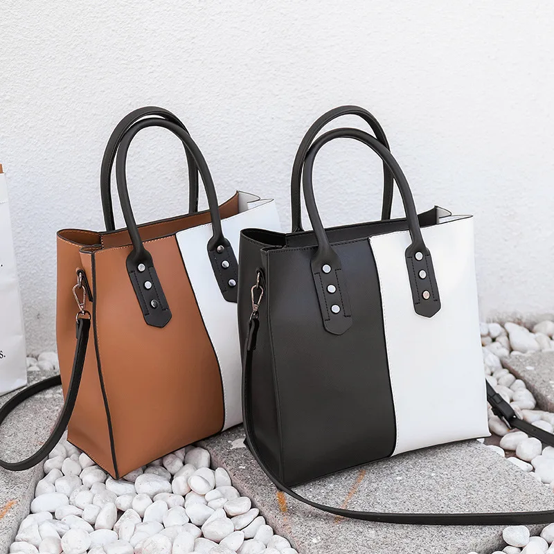 Color Blocking Contrast Female Handbag Women Shoulder Bag Handle Bags for Woman Fashion Ladies