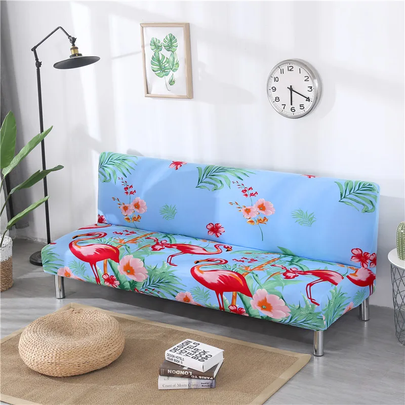 

1pc Simple Printing Sofa Bed Cover Elastic Universal All-inclusive Folding Without Armrests Simple Anti-slip Joint Couch Cover