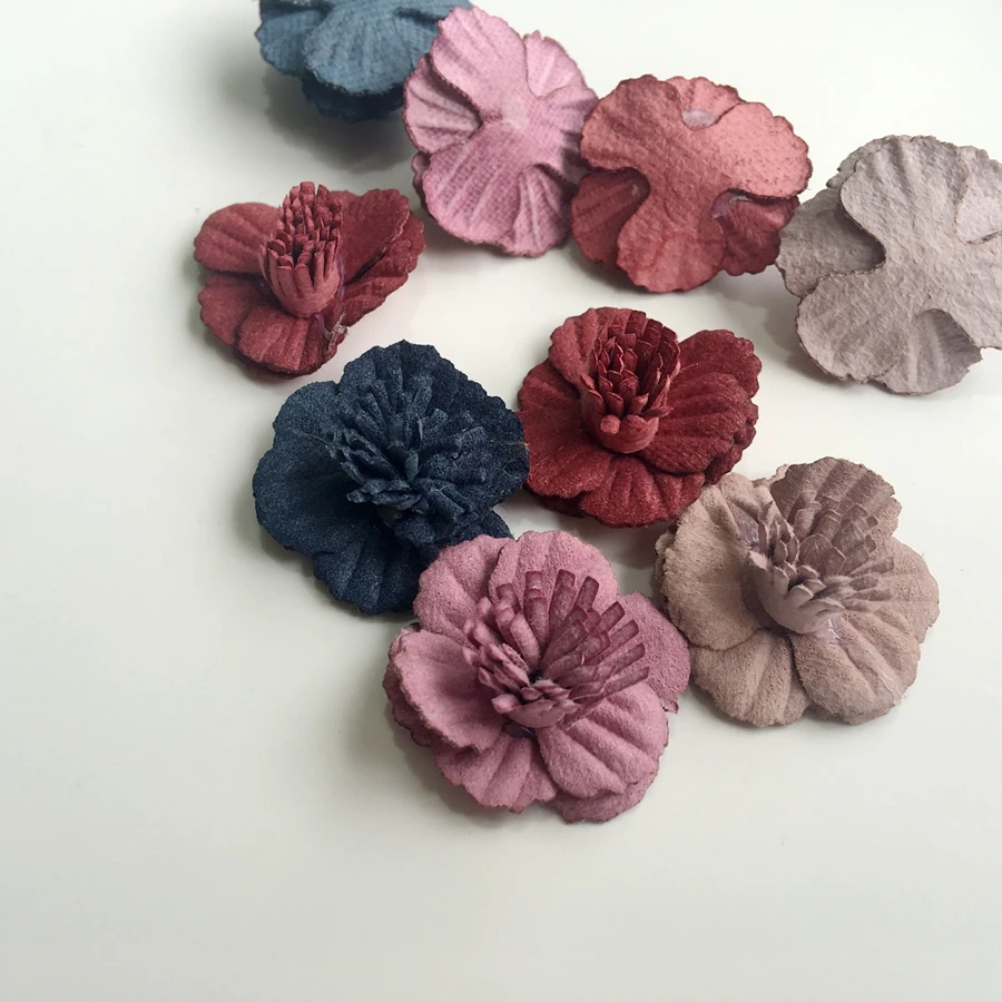 

25MM 60Pcs Mix Colors Handmade 3D Fabric Art Cloth Plum Blossom Flower Jewelry Accessories