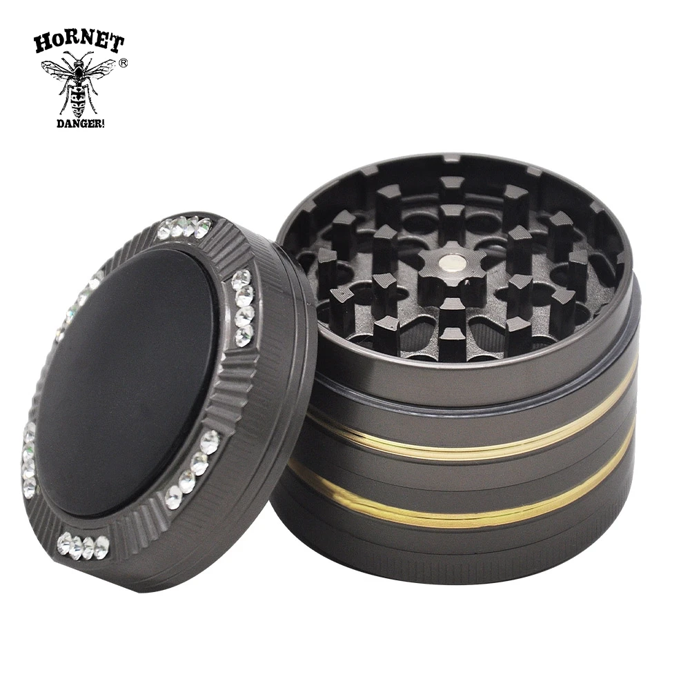 

HORNET Premium Zinc Alloy Tobacco Grinder 50MM 4 Piece Sharp Diamond Teeth Metal Smoking Herb Grinders Suit Smoke Pipe