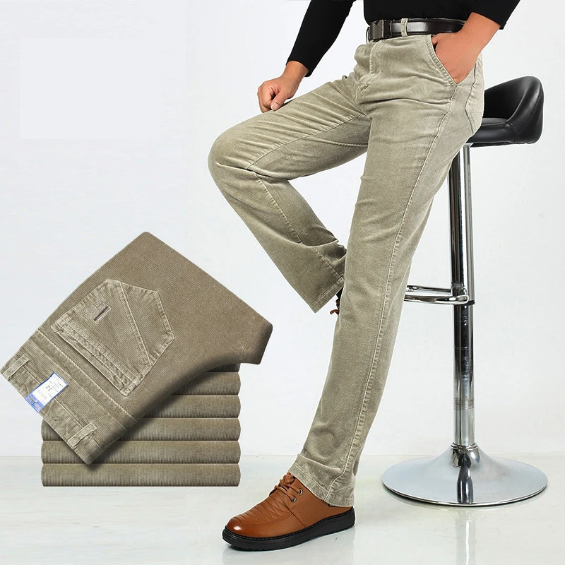 Autumn Winter Velvet Corduroy Pants Men 