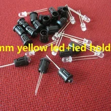 5 мм круглый светодиодный 100 шт желтый свет 5 мм желтый светодиодный+ светодиодный держатель лампы 5 мм светоизлучающий диод