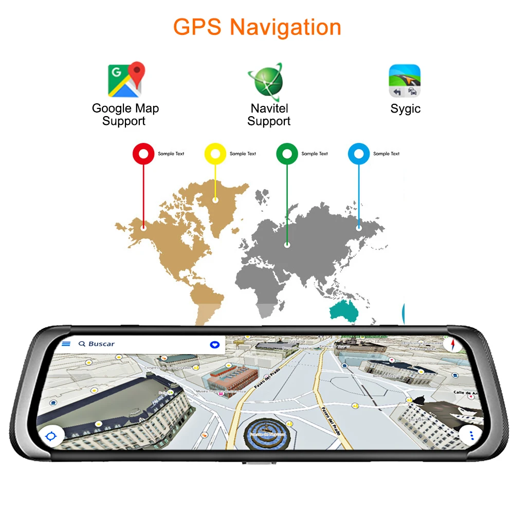 Bluavido 4G Android 10 &quotавтомобиль видео зеркало FHD 1080P автомобиля Камера gps навигации ADAS