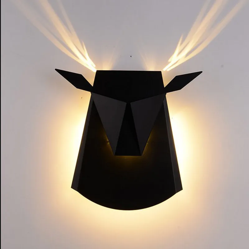 

BDBQBL Multicolour Deer Head Wall Lamps Northern Europe Wall Mounted Lights Stairs KTV Wandlamp Postmodernism Wall Lighting