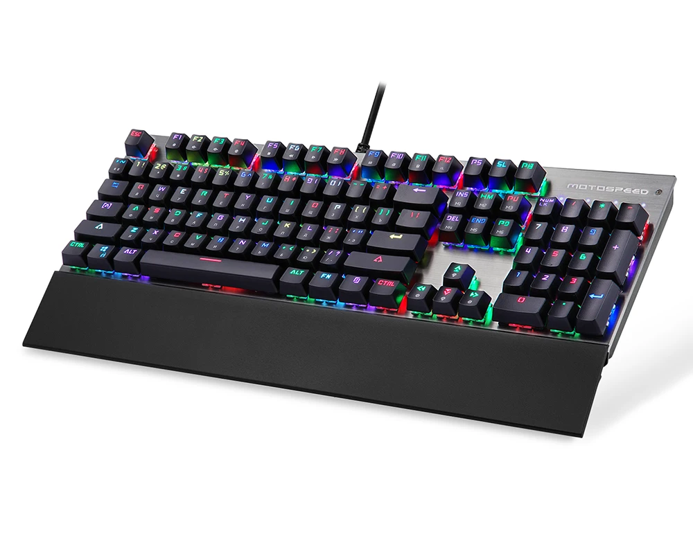 Motospeed CK108 игровая механическая клавиатура светодиодный с подсветкой RGB анти-ореолы синий/черный переключатель Проводная клавиатура для компьютерных геймеров